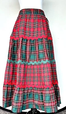 Saia midi xadrez Aura Tartan detalhe de corrida Ric varejo $84 XS - Imagem 1 de 4