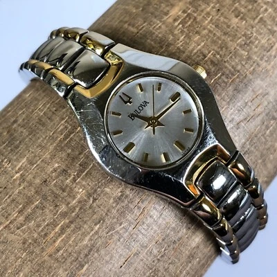 Bulova Mujer 98T84 Clásico Dos Tonos Acero Inoxidable Pulsera 23mm Reloj Cuarzo 6 3/4" Foto 1 de 4