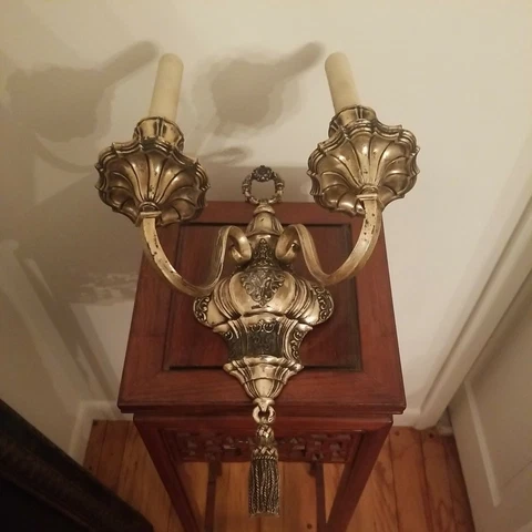Antique E F Caldwell Silvered Bronze Sconce Cover