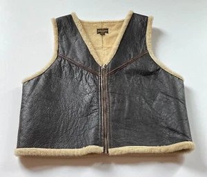 NEW EASTMAN LEATHER USAAF WW II TYPE C-3 BROWN SHEARLING ZIPPER VEST SIZE 40 - Picture 1 of 12