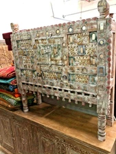 Antique Damchiya, Vintage Tribal Accent Table Eclectic Indian Hope Chest CLEARAN