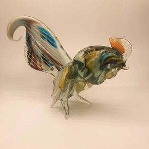 Vintage Murano Style Hand Blown Art Glass Rooster Bird Figurine - Picture 1 of 5