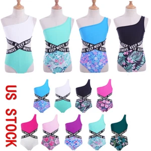 Traje de baño para niñas Traje de baño con estampado floral de un hombro Bikini - Imagen 1 de 58