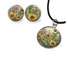 Sunflower Garden Stud Earrings & Cord Necklace Unique Flower Lovers Gifts