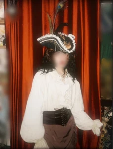 Pirates of the Caribbean Cocked Hat Pirate Cap Cosplay Halloween Headgear Prop - Picture 1 of 11