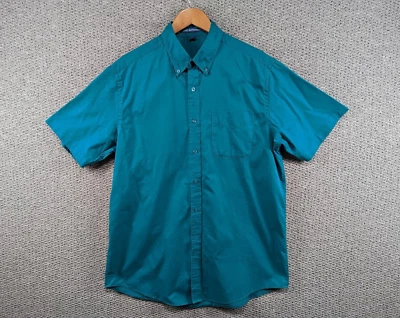 PORT AUTHORITY Vintage 90's Men's Green Turquoise Easy Care Button Shirt  L TALL - Image 1 of 4