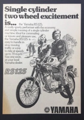 YAMAHA RS 125 ORIGINAL 1976 B/W ADVERTISEMENT 26cm x 18.5cm - Image 1 of 4