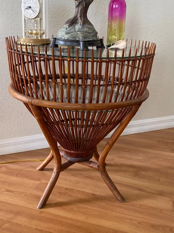Brown, Asian Antique Cane/Rattan Fish Trap Table, great shape, bought in 1963 Cover