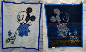 VTG '80s Biederlack Baby Mickey Mouse Donald Duck Blanket Nap Wrap 30x37 - Picture 1 of 11