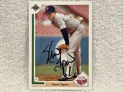很好 Kevin Tapani 亲笔签名 1991 年 Upper Deck 卡,明尼苏达双城队 '91 Champs! — 第 1/3 张图片