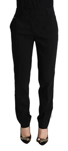 DOLCE & GABBANA Pants Tapered Black White Stripes Wool Trouser IT38/US4/XS - Picture 1 of 6