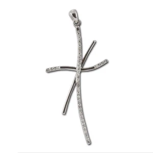 Ciondolo Pendente Croce Donna in Oro Bianco 18KT con Zirconi - CZ87 - Imagen 1 de 2