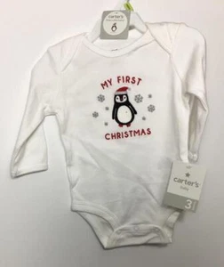 NUEVO CARTER'S Mi Primera Navidad Body 3 Meses BEBÉ Pingüino - Imagen 1 de 1