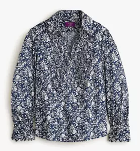 NWT $178 J.Crew x Liberty London XXL 1X Scalloped Popover LS Top Summer Blooms - Picture 1 of 5