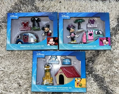 DISNEY “Mickey and Minnie Mouse Pluto ” MINIATURE STATUARIES GARDEN KIT, 3 Lot - Image 1 of 4