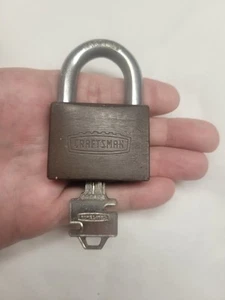 Vintage Craftsman Hardened Brass Padlock with Original Key Crown Logo - Picture 1 of 6