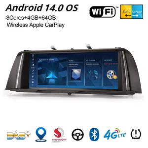 Qualcomm 10,25" IPS Android 14.0 Navi DAB+ Autoradio CarPlay BMW 5er F10 F11 CIC - Bild 1 von 24