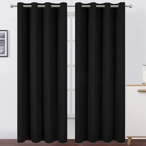 LEMOMO Verdunkelungsvorhänge 52 x 84 Zoll schwarz 52" Breite x 84" Länge (2er Pack), - Bild 1 von 9