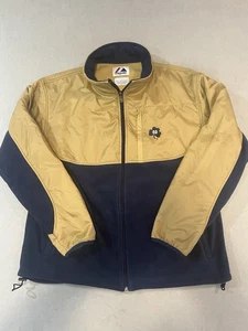 Chaqueta cortavientos vintage Notre Dame Majestic para hombre talla grande azul y dorado - Imagen 1 de 7