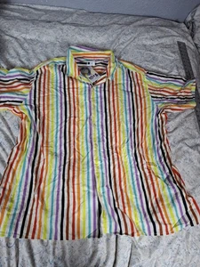 Target Pride Rainbow Stripe Button Up Shirt Adult 3x Short Sleeve LGBTQ - Picture 1 of 4