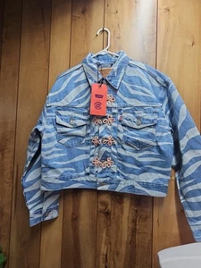CLOT x LEVI'S Talla M Año del Tigre Estampado Denim Chaqueta Azul Jeans Cierre Rana NUEVO - Imagen 1 de 5