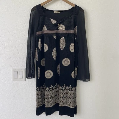 Silent Worth Women Witchy Whimsigoth Babydoll Dress Black Velour Size XXS Sheer - Image 1 of 4