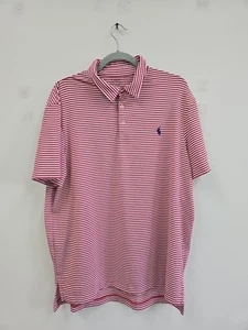 Polo Ralph Lauren Mens XL Shirt Polo Performance Short Sleeve  Red White Stripe  - Picture 1 of 8