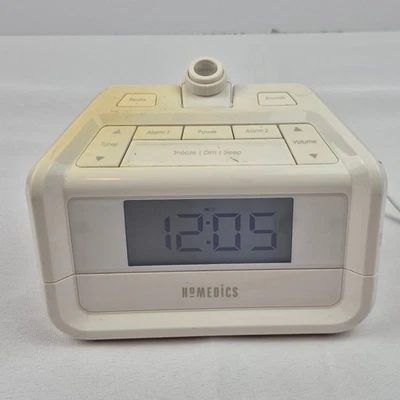 HoMedics SS-4520 Alarm Clock Radio with Projector Tested Works No Box White - Image 1 of 4