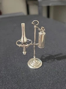 Lámpara de escritorio y cubierta italiana vintage en miniatura de plata de ley 925 para estudiantes Italia - Imagen 1 de 18