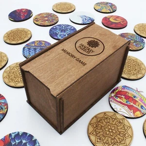 Memory Spiel Einzigartig Holz Brettspiel St.28 IN Kiste Phantasie Puzzle MG001 - Bild 1 von 4