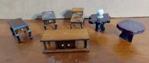 Vintage Dollhouse Furniture Wooden Living Room Furniture Coffee End Tables - Picture 1 of 7