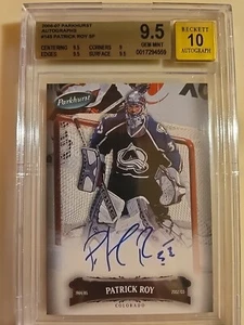 2006 O7 PARKHURST PATRICK ROY AUTOGRAPH . BECKETT 9.5 GEM MINT. AUTO 10 - Picture 1 of 2