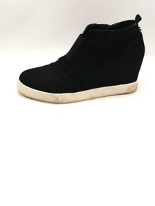 Steve Madden Sneakers Womens Flavy Black 10 Leather HiTop Shoes Zip Hidden Wedge - Picture 1 of 10