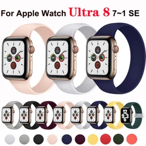Solo Loop Band For Apple Watch Ultra2 9 8 7 6 5 SE 4 3 Silicone Strap 38/42/49mm - Picture 1 of 38
