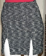 Alexander McQueen Vintage Black & White Tweed Mini Skirt With Front Splits/m