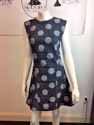 ABITO KENZO 71017 DENIM BLU A RIGHE A POIS TG 38