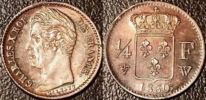 Carlos X - 1/4 de Franco Plata 1830 W, Lille Spl F. 164/42 - Bild 1 von 1