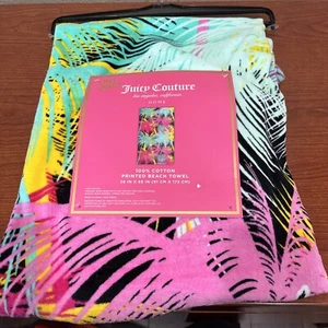 JUICY COUTURE NEON PALM TREES BEACH TOWEL 36" × 68" COLORFUL & UNIQUE NWT - Picture 1 of 8