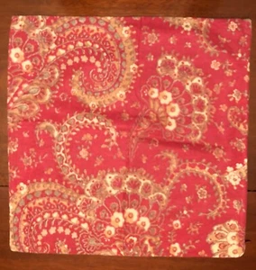 Pottery Barn 20" Sq Cotton Linen Chalet Pillow Cover RED GREEN PAISLEY 3 Avail - Picture 1 of 5