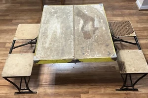 Vintage 1970'S Folding Handy Picnic Table & Chair Set Milwaukee Stamping Co - Picture 1 of 15