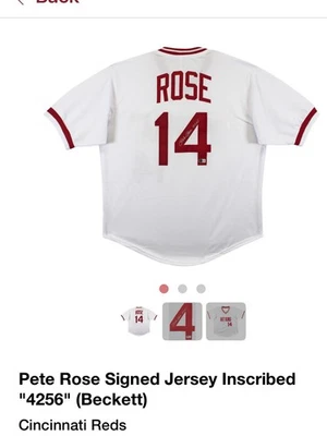 Pete Rose Signed Hit King Jersey Inscribed "4256"(Beckett)  - Image 1 of 4