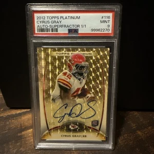 2012 Topps Platinum Cyrus Gray Auto Rookie Superfractor 1/1 PSA 9 - Picture 1 of 2