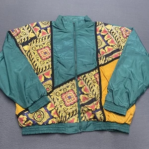Vintage Active Exchange Jacket Mens XL Nylon Windbreaker Geometric Retro 90s - Picture 1 of 8