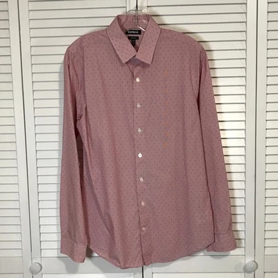 Camisa Express Roja Cuello Lunares Manga Larga Extra Delgada Hombre M Foto 1 de 4