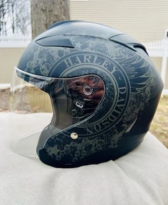 Harley Davidson HD-H27 Chained Wings Open Face Helmet/Sun Visor/Accessories/MD - Picture 1 of 17
