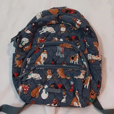 Vera Bradley Essential Compact Backpack Holiday Dogs Christmas Print 23725-X62 - Image 1 of 4
