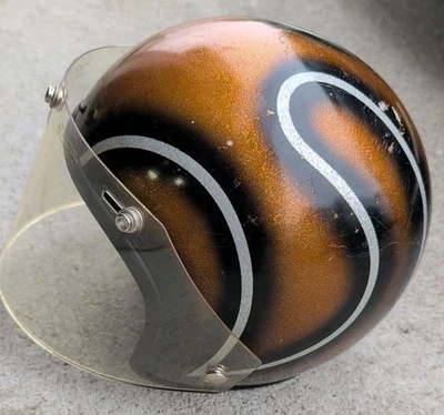 Casco de motocicleta Premier 1 1975 vintage escamas de metal PP1 P1A P555A jabalina  Foto 1 de 4