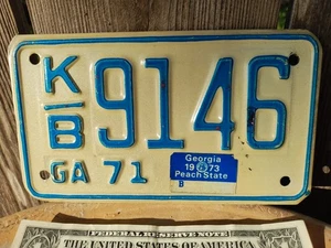 EXPIRED 1971 Georgia KB9146 Motorcycle License Plate - Picture 1 of 7