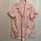 Vintage Blouse Womens Shirt Top Size 14 Pink Floral 80s Retro Work Boho Ladies