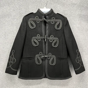 POLO RALPH LAUREN Coat Kids 8 Black Military Made in Italy wool high neck - Picture 1 of 17